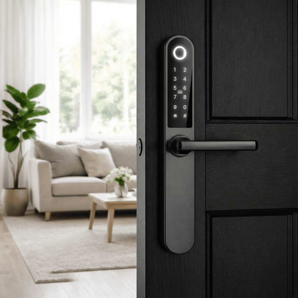 Zipoi Smart Door Handle with Fingerprint Reader, Keypad & App Control - Zipoi