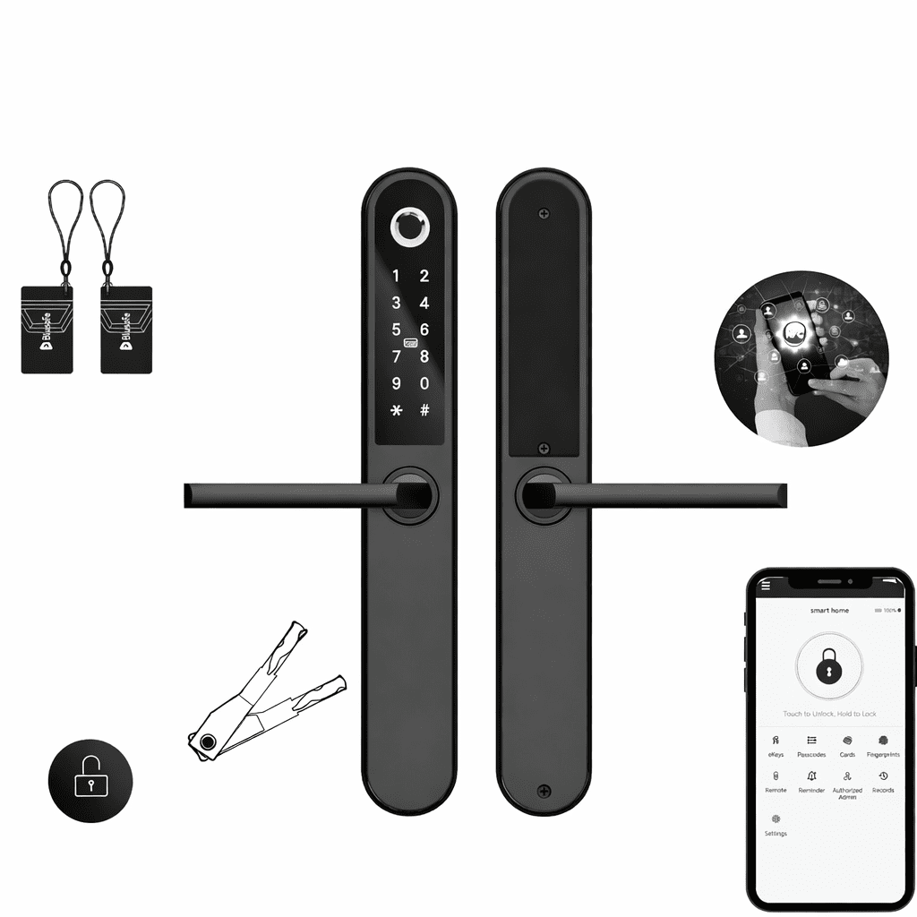 Zipoi Smart Door Handle with Fingerprint Reader, Keypad & App Control - Zipoi